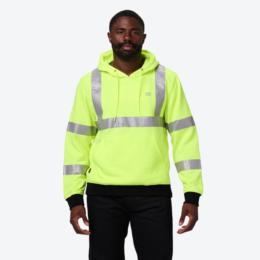 Heratex Men’s Hi-Vis Pullover Hoodie – Safety Workwear with Reflective Strips