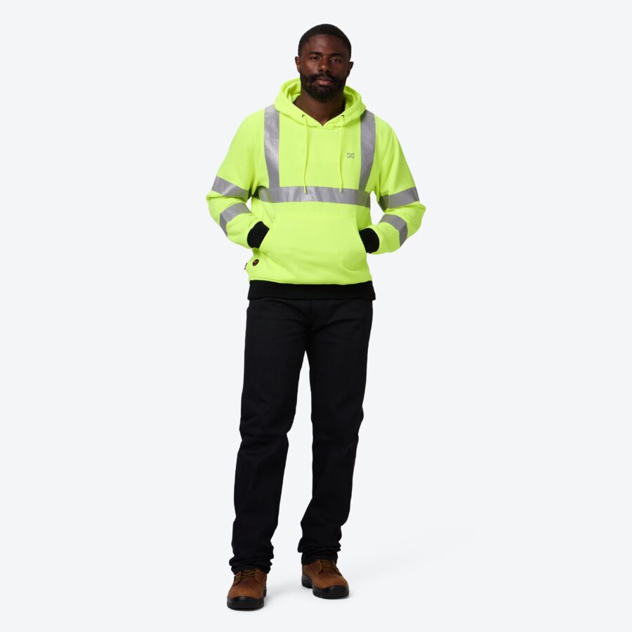 Heratex Men’s Hi-Vis Pullover Hoodie – Safety Workwear with Reflective Strips - Image 3